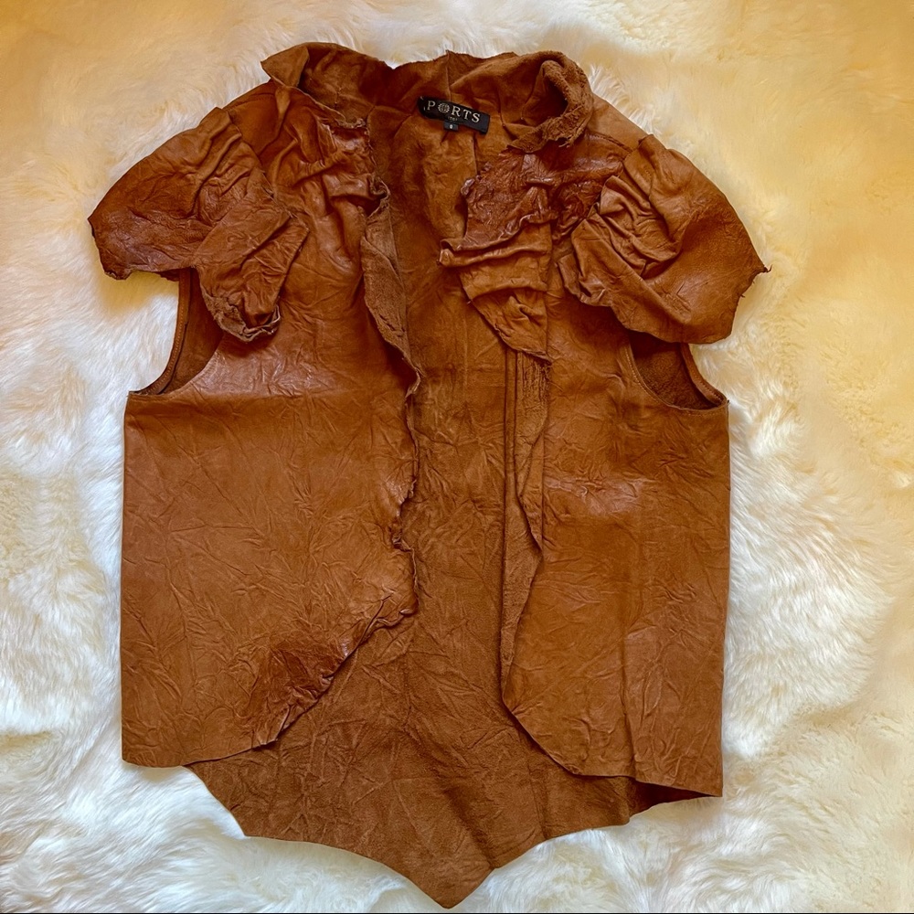 Ports 1961 Extremely Unique Distressed Camel Leather Vest - Fits like a S/M